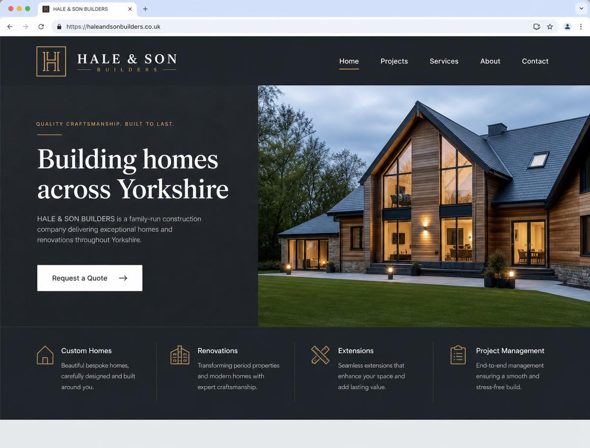 Hale & Son Builders website preview