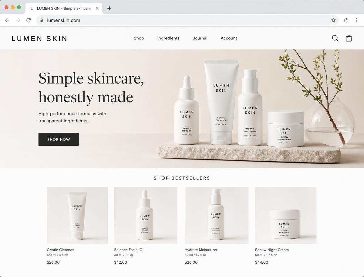 Lumen Skin website preview